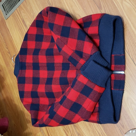 J.CREW Buffalo Plaid Bomber Jacket Red Navy Blue Zip Up - Picture 6 of 12